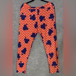 LuLaRoe Minnie Mouse Disney Leggings TC2 Tall Curvy 2 Orange Polka Dots.